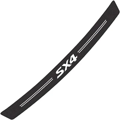 Image of Car Carbon Fiber Rear Bumper Protector Strip for Suz uki Swift Vitara SX4 S Cross, Guard Scratch Resistant Scuff Plate Trunk Sill Sticker Styling Accessory,