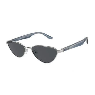 Image of Emporio Armani Sunglasses Shiny silvercoloured/dark grey, Women&#039;s, Size: 56, silver coloured/dark grey