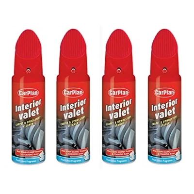 Image of CarPlan IVC400 Interior Valet With Brush Carpet &amp; Upholstery Cleaner 400ml x 4