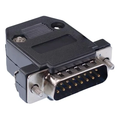 Image of 15 Way D Sub Connector Male Plug with Black Hood
