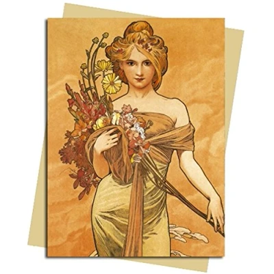 Image of The Seasons: Spring By Alphonse Mucha Blank All Occasions Greetings Card