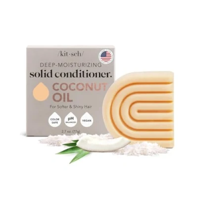 Image of Kitsch Coconut Oil Deep Moisturizing Hair Conditioner Bar Made in US Eco friendly Daily for Dry Nourishes &amp; Restores Damaged Less Breakage Paraben Free, 2.7 oz