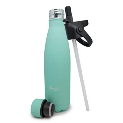 Image of Nerthus Double wall flask for hot and cold liquids. BPA 500 ml stainless steel with turquoise design straw stopper, Original