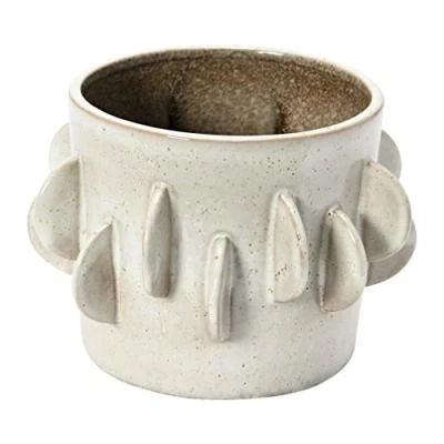 Image of Bloomingville Flower Pots, Stoneware, White, 7&quot; Round