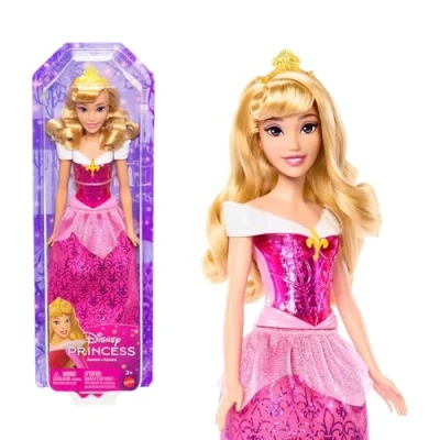 Image of Mattel Disney Princess Dolls, Aurora Sleeping Beauty Posable Fashion Doll with Sparkling Clothing and Accessories, Movie Toys, HLW09