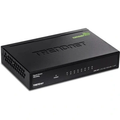 Image of TRENDnet 8 Port Gigabit GREENnet Switch, TEG S82G, Ethernet Splitter, Ethernet/Network x 10/100/1000 Mbps Ports, 16 Gbps Switching Capacity, Metal, Black