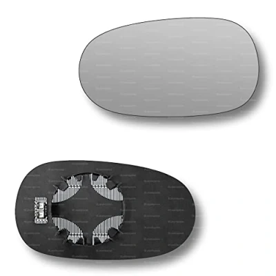 Image of Less4spares Replacement Wing Mirror Glass Left Compatible with Jaguar X Type 2001 2008 CLIP ON Passnager Near Side N/S Heated Convex