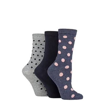 Image of Women&#039;s 3 Pair SOCKSHOP TORE 100% Recycled Spots Cotton Socks Assorted 4 8 Ladies