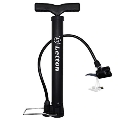Image of LETTON Portable Bike Floor Pump Bicycle Tire Air Mini Automatically Reversible Presta &amp; Schrader Valves 120PSI, Lightweight Universal Tyre with Multifunction Ball Needle