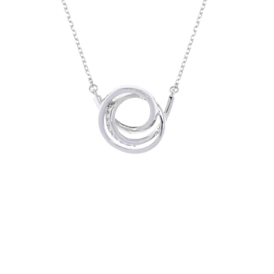 Image of Karen Millen Crystal Ribbon Pendant Necklace for Women (Silver/Crystal)