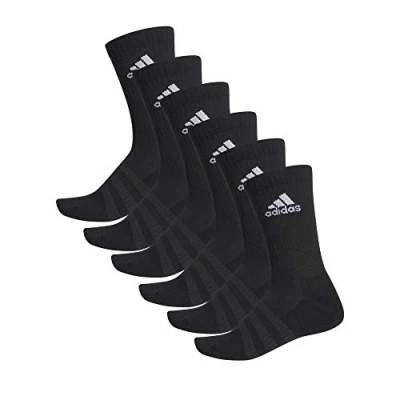Image of adidas Mens Socks Cush Crw 6Pp, Black/Black/Black/Bla, DZ9354, M EU