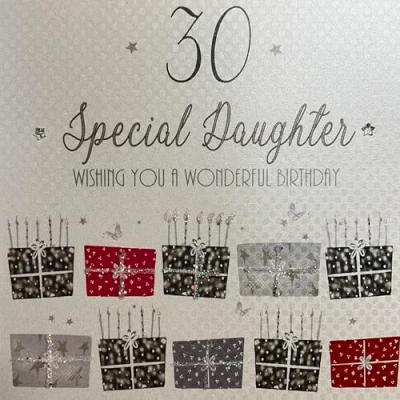 Image of white cotton cards &quot;30 Wishing you a Wonderful Birthday to Special Daughter Handmade 30th Card, White, bdp30 D
