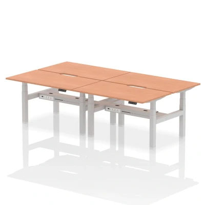 Image of Air B2B 1400x800 Adjustable 4P Bench Desk Scalloped Beech/Silver