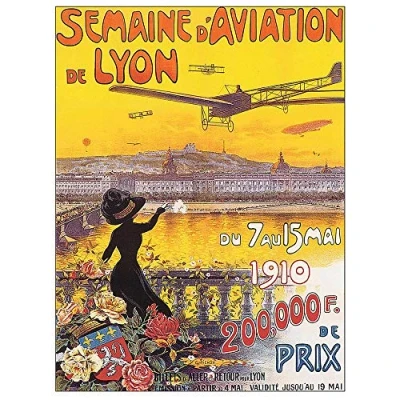 Image of Wee Blue Coo Exhibition Cultural Transport Airshow Lyon France Vintage Advert Art Print Poster Wall Decor 12X16 Inch