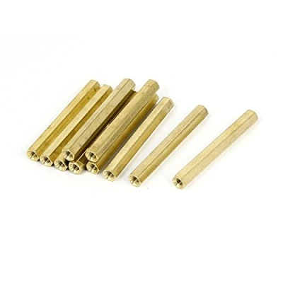 Image of Sourcingmap M4 x 50mm Female Threaded Brass Hex Standoff Pillar Spacer Nut 10pcs