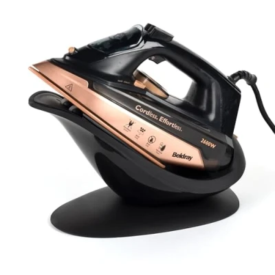 Image of Beldray BEL0747NRG 2 In 1 Handheld Steam Iron Large Cordless Station, Ceramic Soleplate, 300ml Water Tank, Anti Calc Function, Use Corded/Cordless, Powerful Burst, Spray 2600W