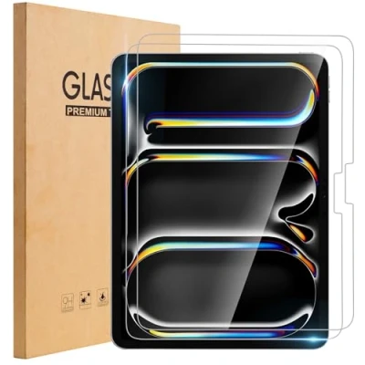 Image of TOPESCT 2 Pack Screen Protector for iPad Pro 11 Inch M4 (2024), 9H Tempered Glass Film,Scratch Resistant, HD Clear