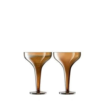 Image of LSA Epoque Champagne Saucer 150ml Amber/Lustre Set Of Two
