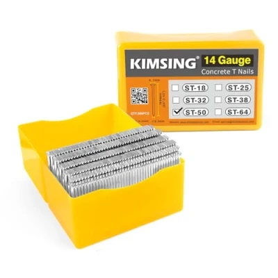 Image of KIMSING 14 Gauge 50mm Hardened Galvanized Finish Nails, 800 PCS/Box, Concrete T for Heavy Duty Concrete, Woodworking Nailing, Masonry