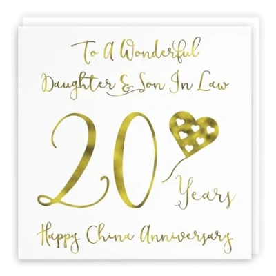 Image of Hunts England Large Daughter And Son In Law 20th Anniversary Card To A Wonderful &amp; 20 Years Happy China Milano Collection 210 x mm