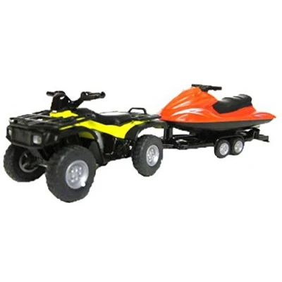 Image of siku 2314, Quad with Trailer and jet Ski, 1:50, Metal,Plastic, Yellow,Red, Detachable trailer, Floating ski