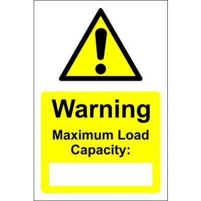 Image of Warning maximum load capacity Safety sign Self adhesive sticker 200mm x 150mm