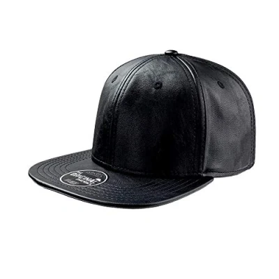 Image of Atlantis Snap Eco Flat Visor PU Leather 6 Panel Cap (One Size) (Black)