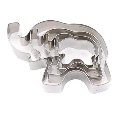 Image of 4pcs Stainless Steel Elephant Cookie Cutters, Shape Mold Baking Biscuit Mould, Animal Cutter Set Diy Fondant