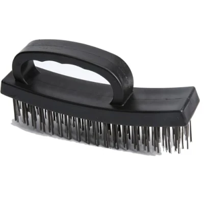Image of Wire Brush Heavy Duty, 4 Rows Carbon Steel for Cleaning Rust and Dirt with Ergonomic Handle Grip, Multi Function to clean roof tiles BBQ Removal &amp; Paint on stone wall pack of (1)