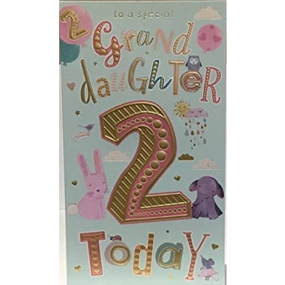 Image of Special Granddaughter 2nd Birthday Card 2 Today Large 10.25 x 7 Inches Words and Wishes