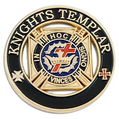 Image of Patch Nation Crown &amp; Cross In Hoc Signo Vinces Knights Templar Crusader Round Lapel Pin Badge