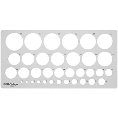 Image of Aristo Geo College AH23319 School Circle Template (35 Circles, Diameter 1 35 mm, Dimensionally Stable PET Plastic) Grey/Transparent
