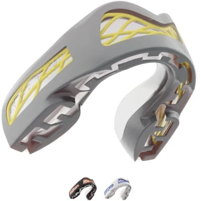 Image of SafeJawz Premium Protection Shock Cage Sports Mouth Guard Nitro, Adults and Junior Gum Shield with Case for Boxing, MMA, Rugby, Martial Arts, Karate, Hockey All Contact (Grey)
