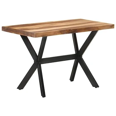 Image of vidaXL Solid Wood Dining Table with Honey Finish, Handcrafted Design, Industrial Style for Kitchen and Room Brown