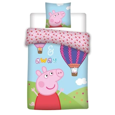 Image of Peppa Pig Bed Linen, and The Balloon,Duvet set,Pillowcase 40 x 60 cm + Duvet Cover 100 135 cm, 100% Cotton Oeko TEX