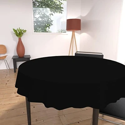 Image of Soleil d&#039;ocre / Alix Fleckenschutzausrüstung, with Round Tablecloth 180 CM, Black