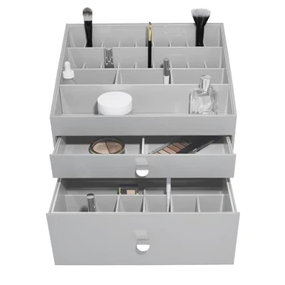 Image of Stackers Pebble Grey Supersize Makeup Set of 2