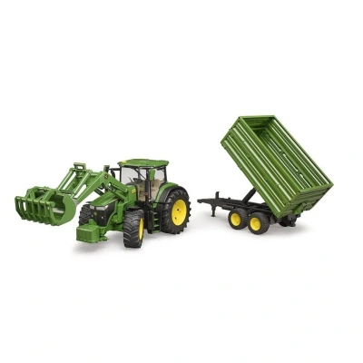 Image of Bruder John Deere 7R 350 including frontloader and trailer Toys