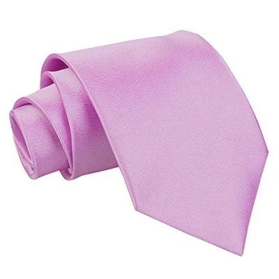 Image of DQT Plain Glossy Satin Polyester Wedding Classic Neck Tie for Men in Lilac