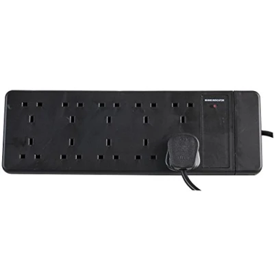 Image of PRO ELEC PEL01388 10 Gang Extension, Black, 5m Lead