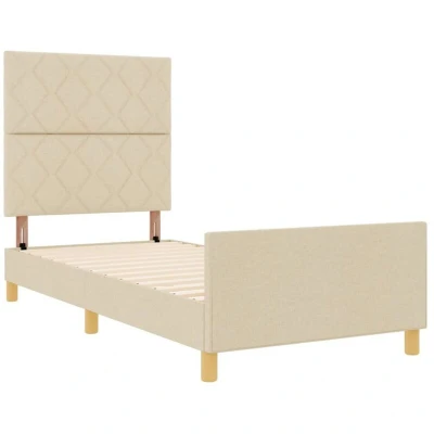 Image of vidaXL Bed Frame in Cream, 100x200 cm, made of Fabric