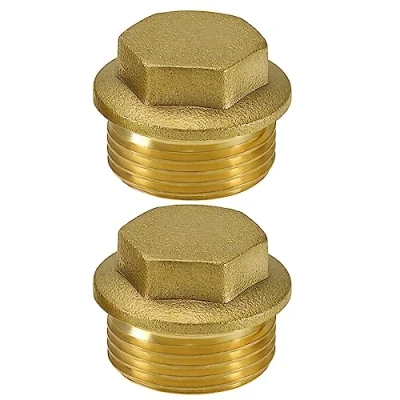 Image of eMagTech 2Pcs 3/4&quot; BSP Thread Male Blanking Plug Tube End Cap Brass Accessories for Pipe Connection Bathroom Kitchen Gold