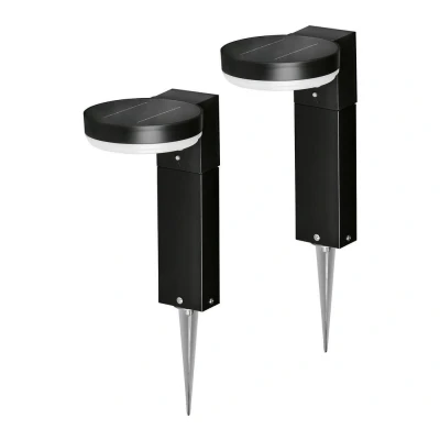 Image of 4LITE Antheia Solar IP54 Die Cast Aluminium LED Outdoor Step Light with Built In PIR Motion Sensor (Pack of 2)