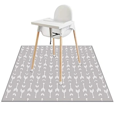 Image of Lookka Highchair Splash Mat, 51 * Inch Large Waterproof Non Slip Baby Splat Mat Weaning Pet Spill Washable Mess for Art Craft Painting and Table Cloth（Arrow）