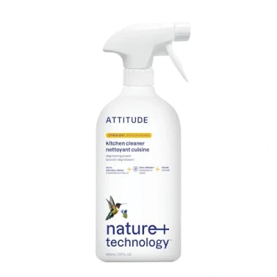 Image of ATTITUDE Kitchen Cleaner, EWG Verified, Advanced Degreasing Power, Plant and Mineral Based, Vegan Household Products, Citrus Zest, 800 mL