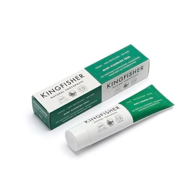 Image of Kingfisher Natural Toothpaste Mint Fluoride Free Suitable for Vegetarians &amp; Vegans Gluten GM Ethical Consumer Best Buy 1 x 100ml Tube