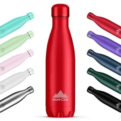 Image of Mont Clair l&#039;O Stainless Steel Water Bottle, Vacuum Insulated BPA Free, 12h Hot &amp; 24h Cold Drinks, Metal Bottle 500ML Leakproof, Ideal for Adult, Kids, Running Red