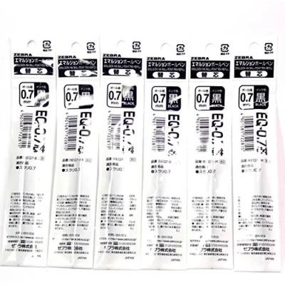 Image of Zebra EQ 0.7 Black Emulsion Ink Refill (REQ7 BK), for Surari (BN11), x 6 Pack/total pcs (Japan Import) [Komainu Dou Original Package]