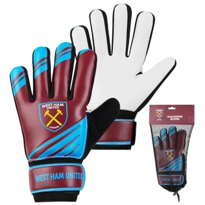 Image of West Ham United F.C. Goalkeeper Gloves for Kids Teenagers Non Slip Padded Palms Size 5 or 7 Gifts Boys (Size 7)