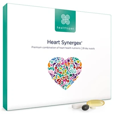 Image of Healthspan Heart Synergex 28 Day Supply with Vitamin D3 Plant Sterols Garlic Cardio Complex Omega 3 Co Enzyme Q10 Friend of The Sea